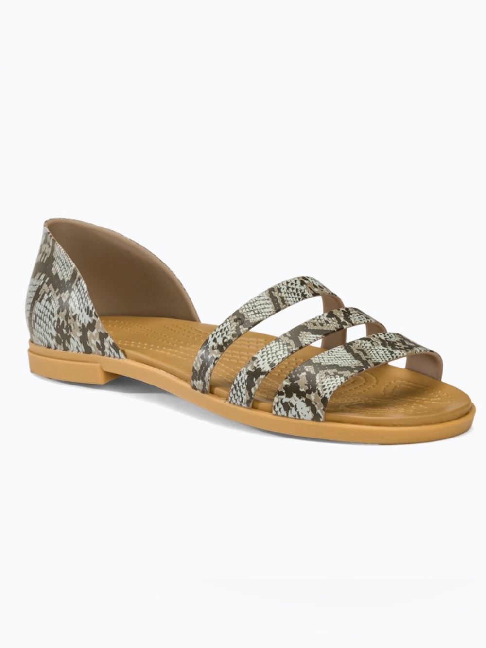 Crocs Tulum Open Flat Sandals Women Snakeskin Print Size 10 NEW WITH TAGS